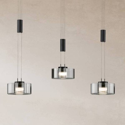 LED-Pendelleuchte Lavin - Eisen / Rauchglas - Schwarz - Flammenanzahl: 3