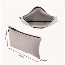 Reusable Canvas Tool Pouch – 16 oz Q.Z.Art Bag w/ Metal Buckle & Zipper, Grey