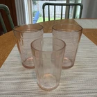 Set Of 3 Vintage Pink Depression Glass Hazel Atlas Tumblers Juice Glasses