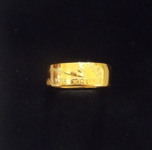Authentic FRANKLIN HALF DOLLAR COIN RING. 18K GOLD PLATED 90% SILVER. SIZES 9 TO 14.