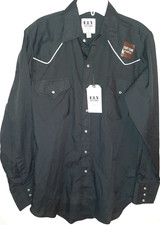 Ely Cattleman Men Button Up Shirt Small Black Western Pearl Snap--NEW w/tags
