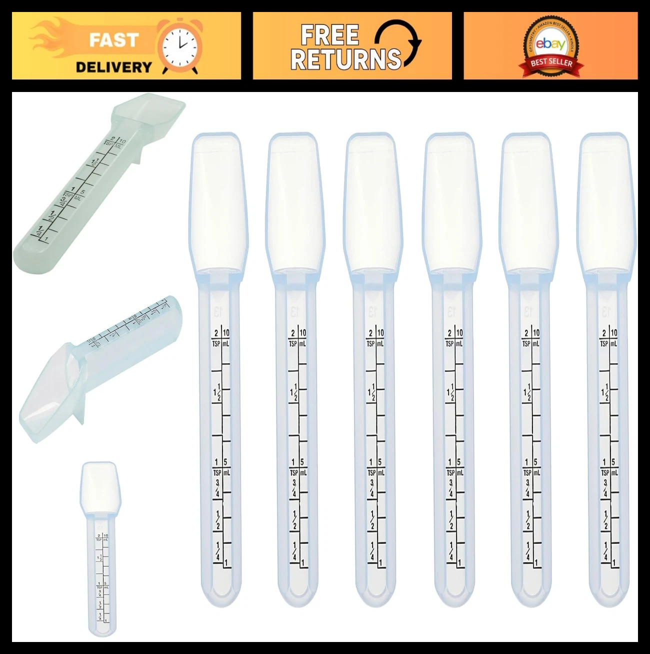 6 Pack Medicine Spoons 10ml (2 tsp) - Plastic Oral Liquid Measuring Spoon for Ki