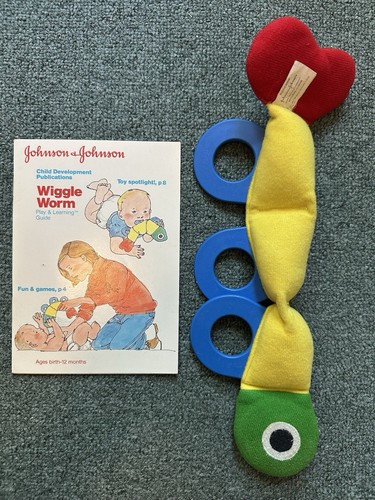 VTG Johnson & Johnson Wiggle Worm Teether & Booklet Squeaks Rattle Snake