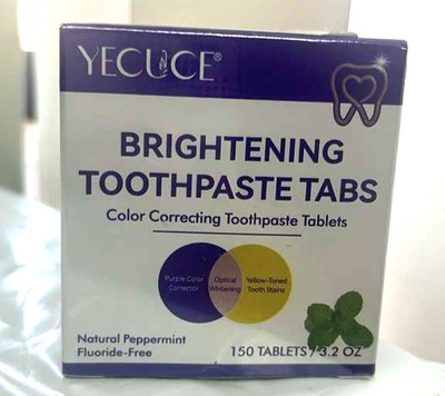 150 Tablets - Brightening Toothpaste Tablets 3.2 Oz - Exp: 10/2027 by Yecuce NIB