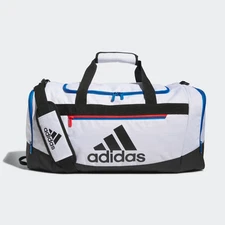 Adidas Defender IV Medium Gym Training Duffel Bag White Water Resistant Base NWT