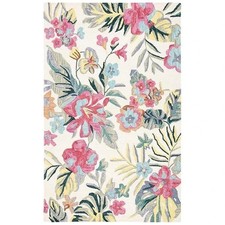 Hand-Tufted Wool Floral Loop Area Rug Soft Thick Carpet for Living Room Rug