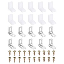 20Pcs Metal Corner Braces L-Shape Shelf Support Brace with Cover White