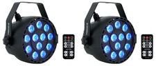 2 Rockville RockPAR TRI LED RGB Compact Par Can DJ DMX Wash Lights Remote Black