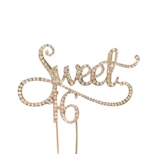 Honbay Sweet 16 Cake Topper Premium Sparkly Crystal Rhinestones Cake Topper Cake