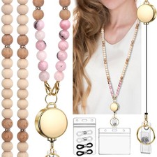 Retractable Teacher Lanyard with Id Holder, Pale Pink