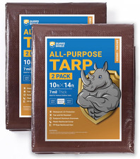Brown/Green Tarp 10X14 Feet Medium Duty Outdoor Waterproof Multi Purpose Poly Ta