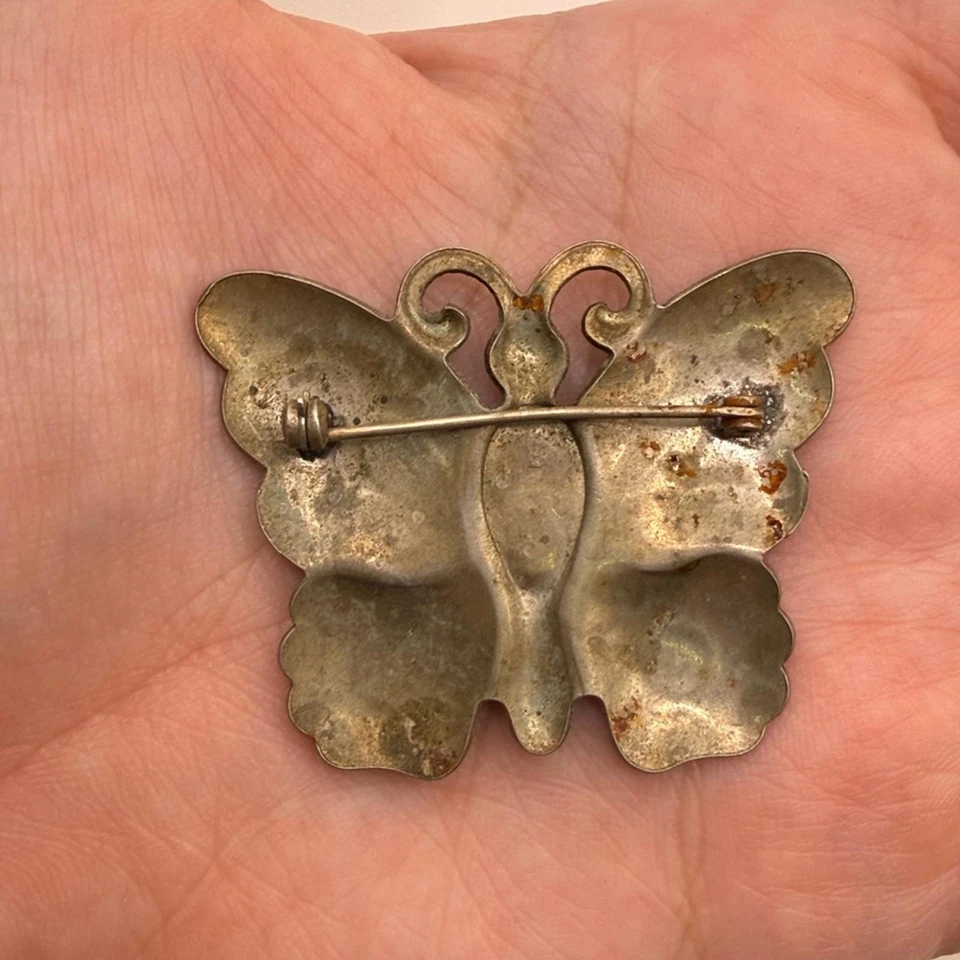 Broche vintage mariposa pero imitación turquesa coleccionable Taxco? Foto 4 de 4