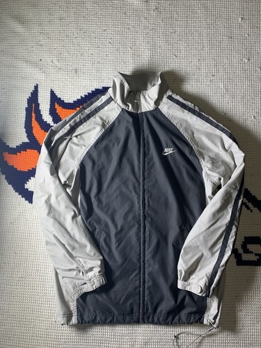 Vintage Y2K Nike Track Jacket Mesh Lined Tan/Drk Gray Mens Sz Médium Gray Tag!!!