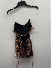 Windsor Women's Brown Paisley Mesh Cowl Ring Mini Dress NWT Sz S