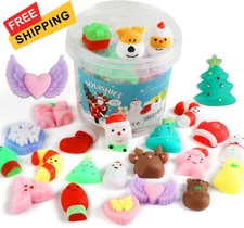 KINGYAO Squishy Fidget Toys, Mini Mochi Squishies 24 Pcs Party Christmas... 