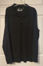 Cutter & Buck Shirt Mens XXL Black Performance DryTec Long Sleeve Golf Polo EUC