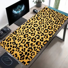 1 Large-sized Esports Gaming Mouse Pad with a Yellow Base and Black Leopard Pri
