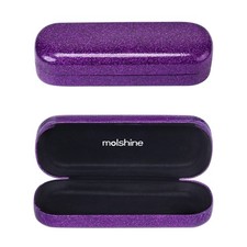 Bling Hard Shell Glasses Case,Portable Sparkling Shiny Eyeglass Case Purple