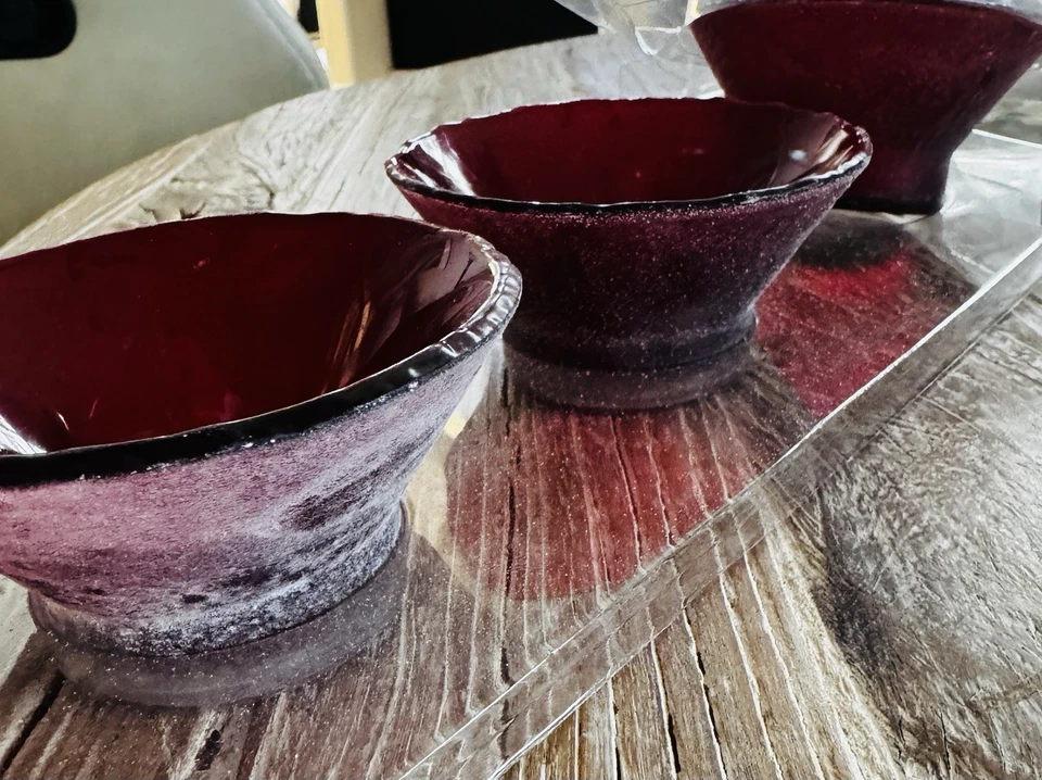 Suporte de vela Pottery Barn vidro vermelho rubi vidro marinho Laguna decoração votiva novo na caixa (3) - Imagem 4 de 4