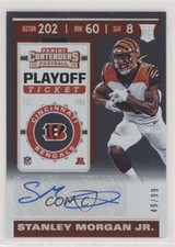 2019 Panini Contenders Rookie Playoff Ticket 49/99 Stanley Morgan Jr Auto 7i2