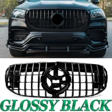 For 2020-2023 Mercedes X167 GLS450 GLS580 Front Grille W/ Camera Glossy Black US
