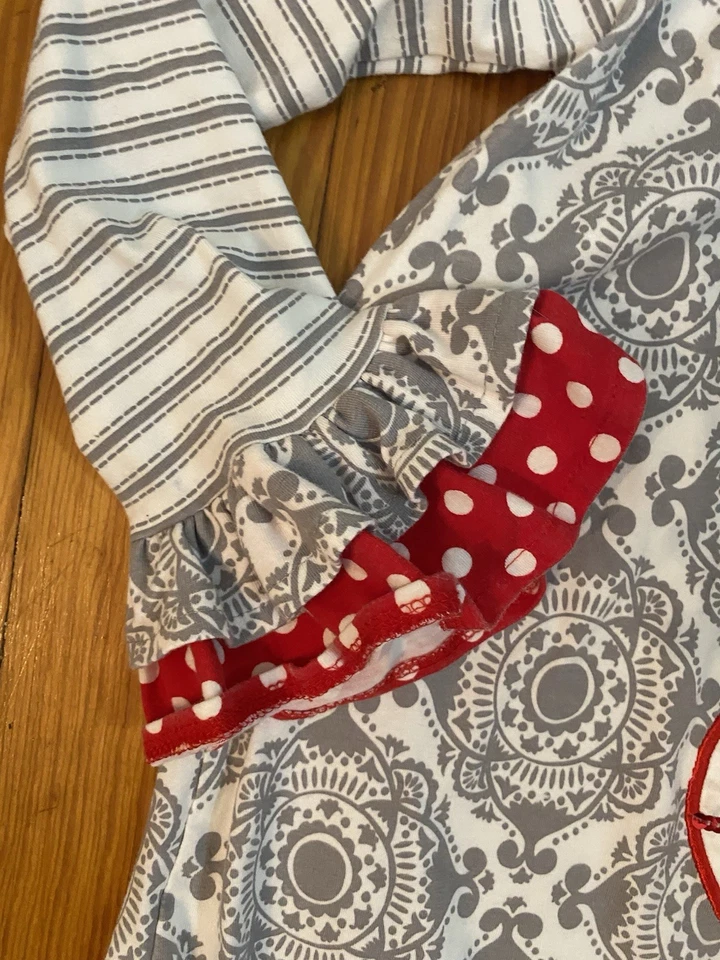 Vestido Contando Margaritas Talla 8 Niñas Gris Rojo Navidad Bastones de Caramelo Foto 4 de 4