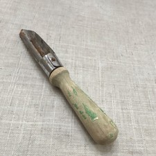 Vintage Wooden Handle Metal Vegetable Peeler 6in Straight Blade Beige Silver