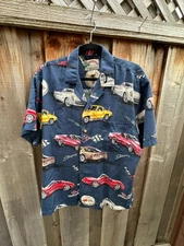 Vintage Paradise Found Hawaiian Shirt Mens med Blue Corvett- located d48