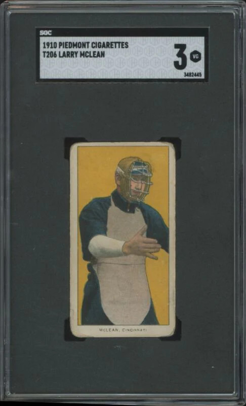 1909 T206 LARRY MCLEAN VG PIEDMONT 350 SGC 3 BASEBALL CINCINNATI REDS