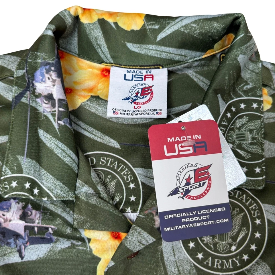 Camisa Paracaidista Aloha Hawaiana Ejército de EE. UU. Lg Militar Licencia Hecha en EE. UU. NUEVA CON ETIQUETAS Foto 4 de 4