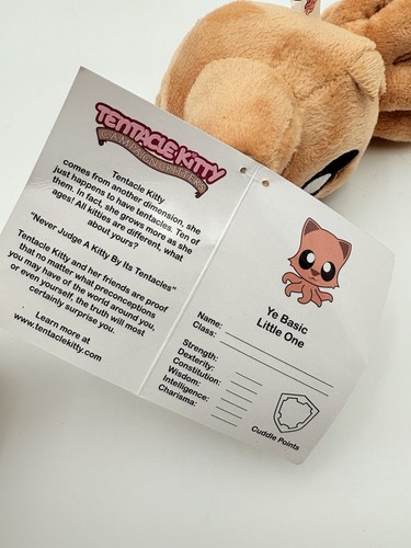 Peluche Tentacle Kitty Ye Basic Little One mini peluche etichette marrone Kawaii 6" - Foto 9 di 10