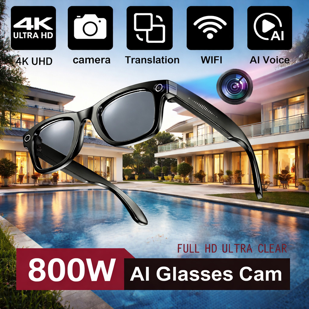 Lunettes Bluetooth 4K avec caméra audio pour vlog voyage et randonnée