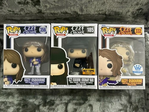 LOT! Funko Pop! Rocks: Ozzy Osbourne #332 356, 185 Vaulted Exclusive Hot Topic!