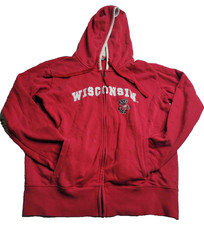 Colosseum Athletics Wisconsin Badgers Red Full Zip Hoodie Men's Medium College