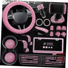Pink Car Accessories Set 27 Pieces Bling Car Accessories For Pink Diamond Pink Car Accessories Set 27 Pieces Bling Car Accessories For Pink Diamond