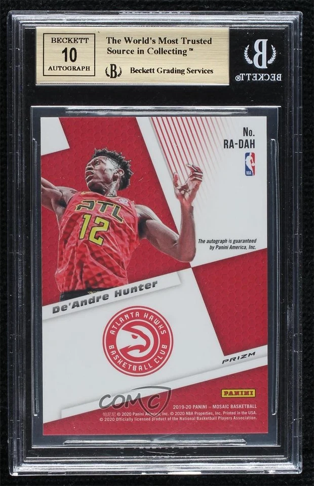 2019-20 Mosaic Rookie Choice Fusion Red Prizm De'Andre Hunter BGS 9.5 Auto RC - Image 2 of 2