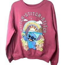 Disney Stitch Long Sleeve Sweatshirt Mauve Pink Trending SZ XXL EUC