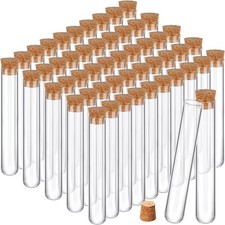 Glass Test Tubes with Cork Clear Stoppers Round Bottom Lab Test Alcohol Tampo...