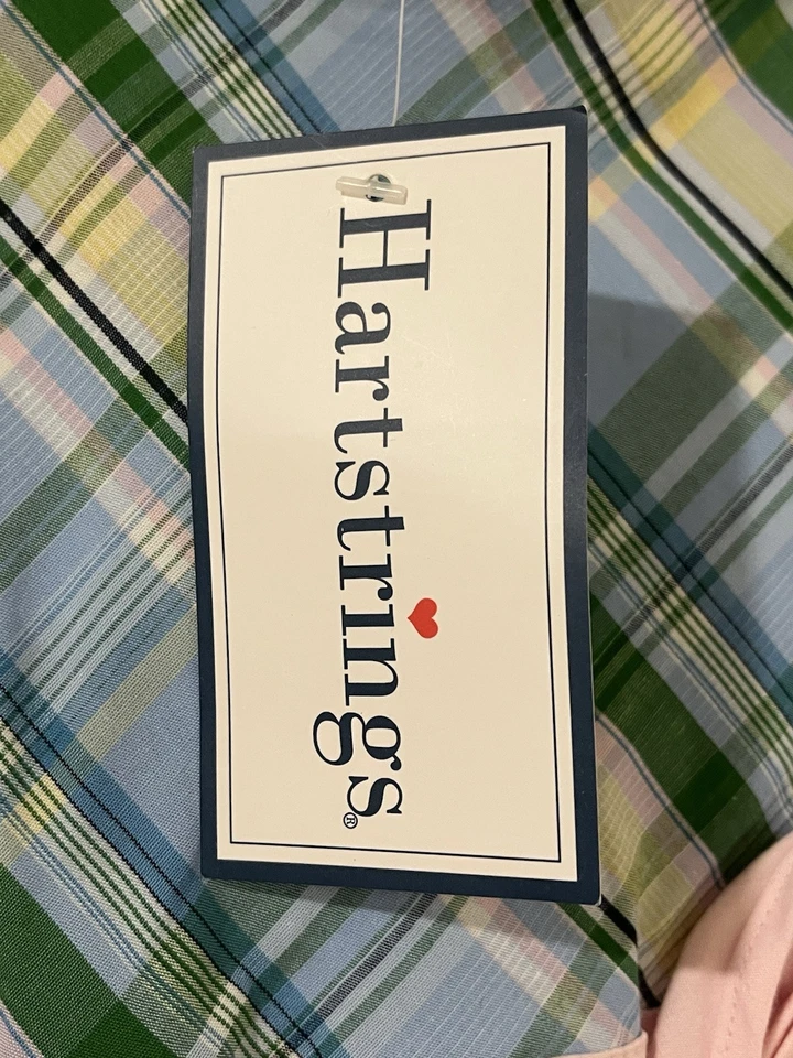 New Girls Hartstrings Blue Green Pink Woven Sleeveless Lined Dress Sz 6 Cotton - Image 3 of 4