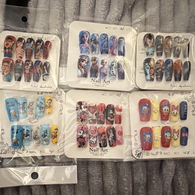Press-On Nails Size Medium Coffin 3D Cartoon  Full Cover Pre-Designed 