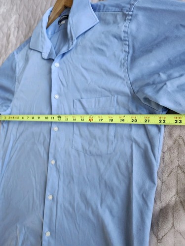Van Heusen Size L 15.5 32/33 Flex Regular Fit Stretch Button Shirt Light Blue - Picture 8 of 11