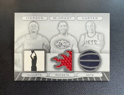 Allen Iverson/McGrady/Carter 2008 Triple Threads White Whale Relics #1/1 Jersey