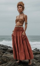 Thaluta NWT Rust Maxi Boho Cotton Skirt One Size