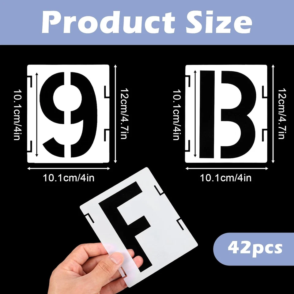 42st Zahlen Buchstaben Schablonen 10cm Kunststoff wiederverwendbar DIY Handwerk - Bild 2 von 4