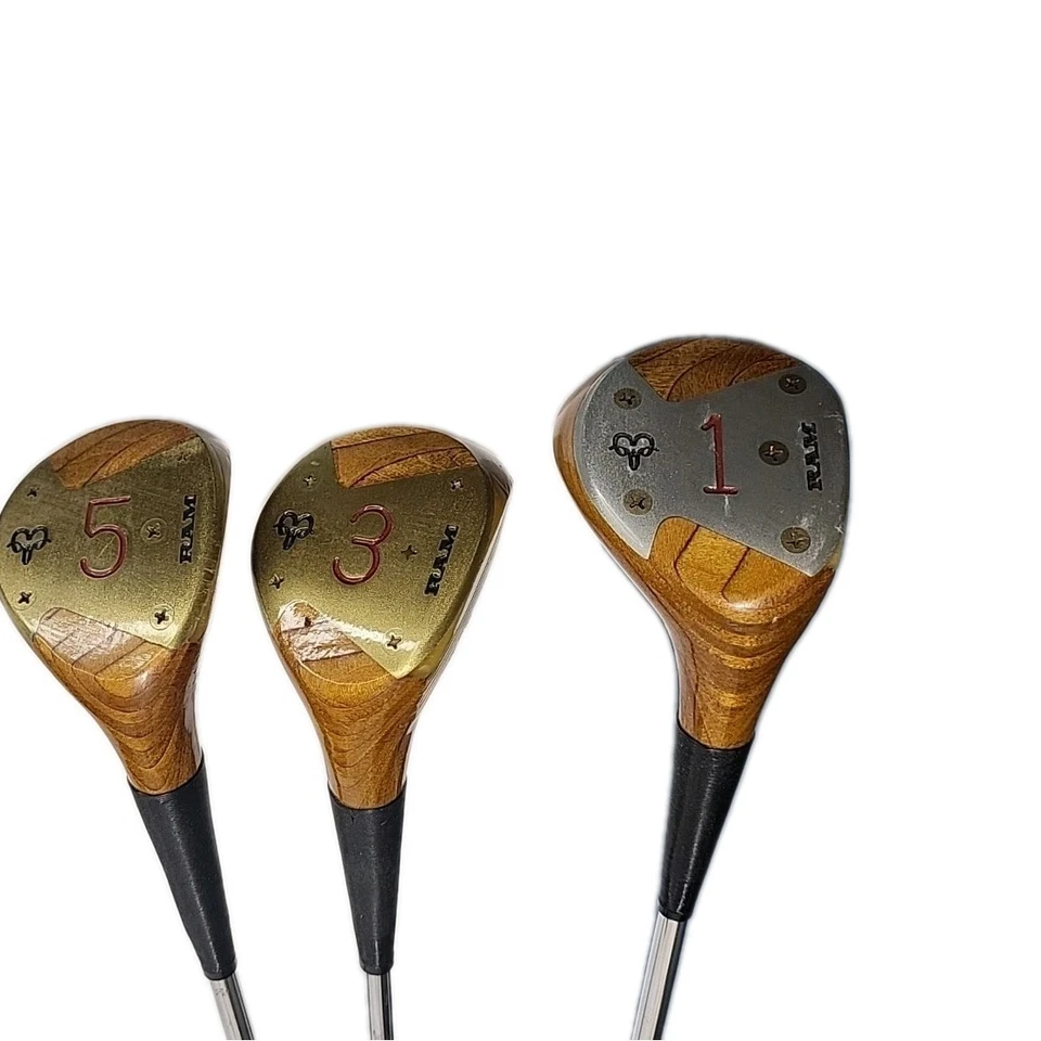 Vintage Ram Golden Girl Lite Wood Set 1,3,5 Woods, RH Stainless Steel Shaft  - Image 4 of 4