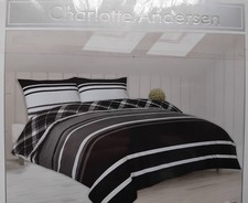 Brand New Charlotte Andersen Double Duvet Set Reversible Cambridge Stripe, UK
