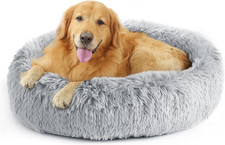 Calming Donut Dog Bed, Washable Plush round Pet Bed for Small Dogs  Cats with R
