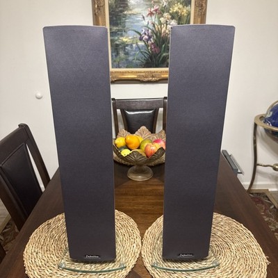 Definitive Technology Mythos Two Floor/Wall Speakers Pair Glass Bases Tested