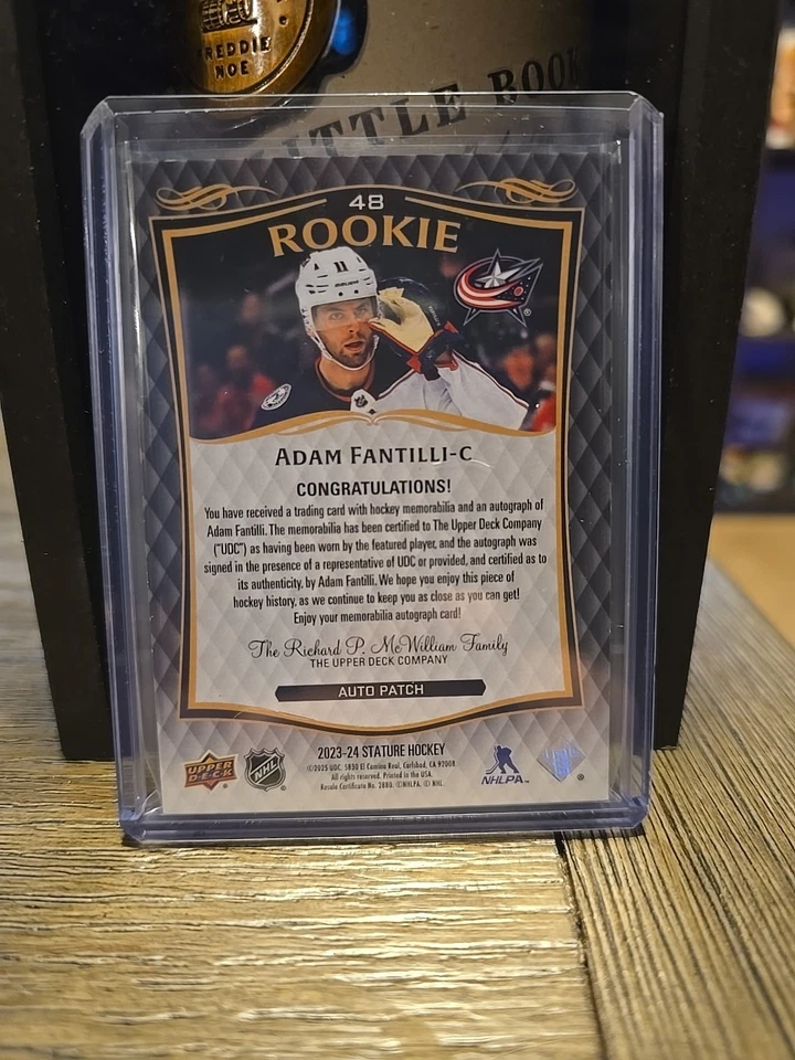 2024-25 Upper Deck Stature Adam Fantilli Rookie Patch Auto /49 Blue Jackets - Image 3 of 3