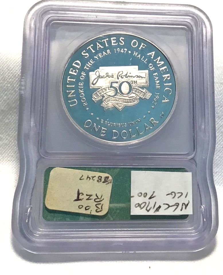 1997 S PROOF SILVER JACKIE ROBINSON COMMEMORATIVE DOLLAR  PR70 DCAM - Image 2 of 4
